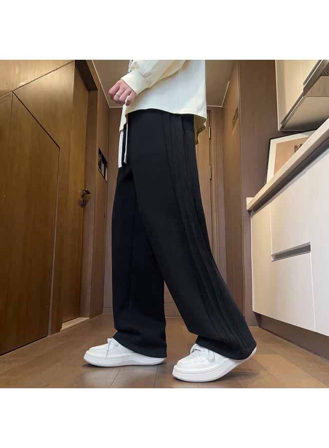 Dingfengbaoluo Casual Pants For Men, Spring And Summer, Draping Loose Straight-leg Trousers, Trendy Wide-leg Sweatpants, Dfk28, Black, XL - Image 3