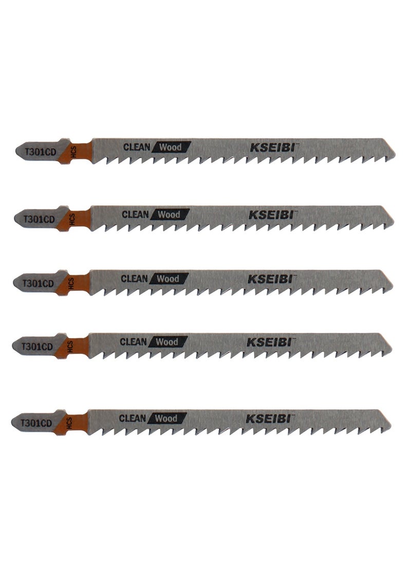 KSEIBI 5pcs Jigsaw Blades T-Shank, Contractor Assorted T Shank Jig Saw Blades Set, Multi-Purpose T301CD Saw Blades for Wood, Plastic, Metal Cutting, Softwood, Hardwood, Wood Boards & Chipboards.  - Image 1