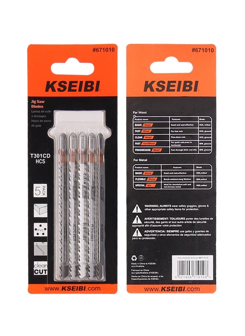 KSEIBI 5pcs Jigsaw Blades T-Shank, Contractor Assorted T Shank Jig Saw Blades Set, Multi-Purpose T301CD Saw Blades for Wood, Plastic, Metal Cutting, Softwood, Hardwood, Wood Boards & Chipboards.  - Image 4