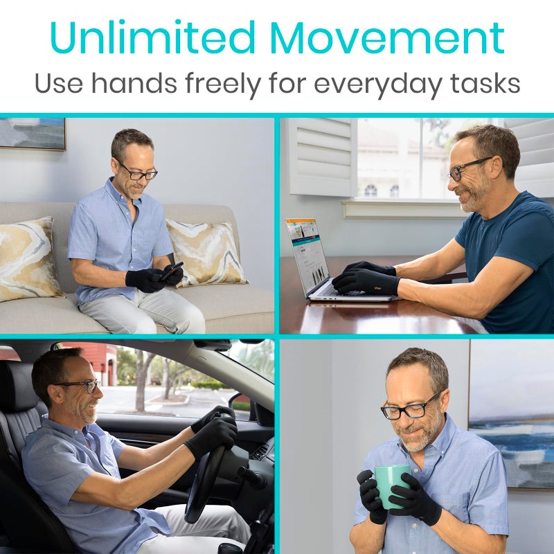 Vive Copper Arthritis Gloves - Full Hand Compression Touchscreen Finger - For Carpal Tunnel, Rheumatoid, Joint Pain, Inflammation - Flexible Wrist and Thumb Pressure Relief for Typing - For Men, Women - Image 4