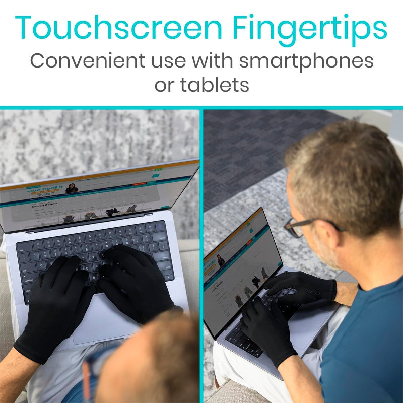 Vive Copper Arthritis Gloves - Full Hand Compression Touchscreen Finger - For Carpal Tunnel, Rheumatoid, Joint Pain, Inflammation - Flexible Wrist and Thumb Pressure Relief for Typing - For Men, Women - Image 5