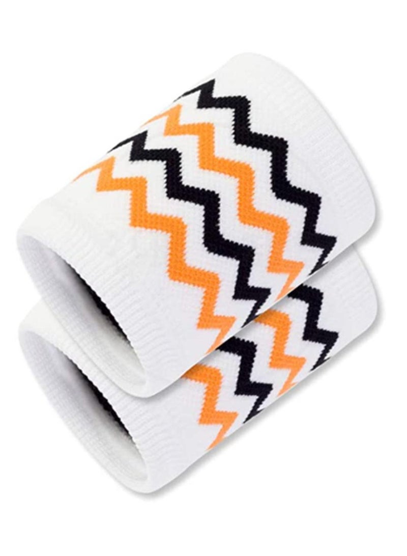 Generic Sport Wristband,   A Pair of Elastic Wrist Band Wavy Line Pattern Absorbent Terry Cloth, Gym for Man Woman Accessory, Tennis Basketball Soccer Workout Badminton Fitness Exercise, Random Color  - Image 1