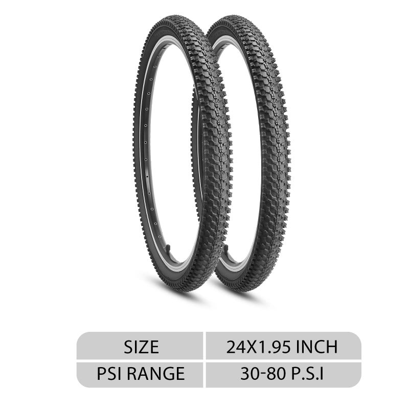 MOHEGIA 24x1.95 Inch Mountain Bike Tires,24" Steel Bead All-Terrain Folding MTB Replacement Tires 2-Pack - High-Performance Durable for Off-Road, Street & Trail Adventures-2 Unit - Image 2