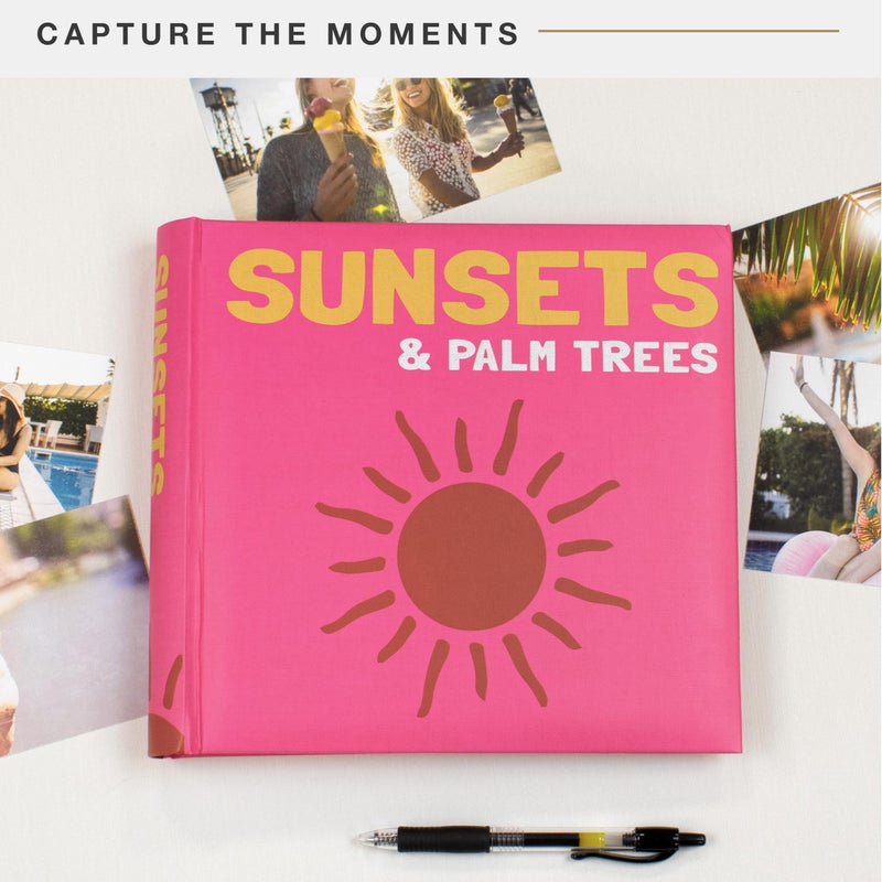 MCS Sunset and Palm Trees Pink Photo Album Holds 200 4x6 Photos with Memo Space, Clear Side-Loading Pockets â€“ Scrapbook Style Keepsake for Vacations & More â€“ A Thoughtful Gift - Image 2
