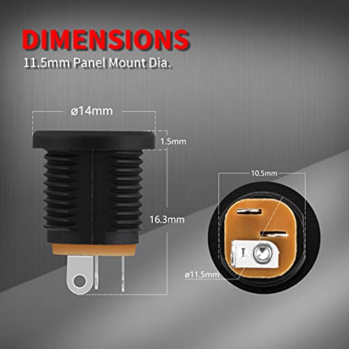 DAIERTEK 2.1mm Barrel Jack 5.5x2.1mm Female DC Power Jack 2.1 X 5.5mm 6V 9V 12V DC Power Connector Panel Mount -30 Pack - Image 2