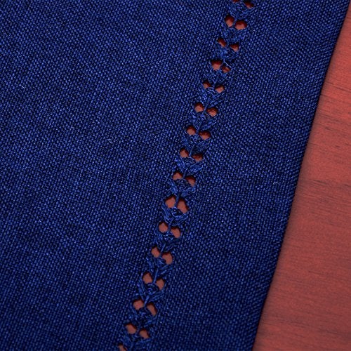 Grelucgo Handmade Hemstitch Solid Navy Blue Nautical Rectangular Table Runner Or Dresser Scarf (14 x 90 Inch) - Image 4