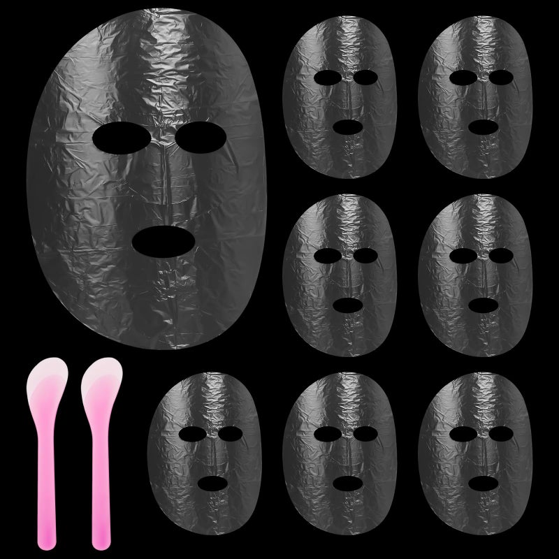 salbsever 200 Sheets Plastic Face Mask Disposable Face Mask Facial Mask Set Spatula Transparent Moisturizing Face Mask Disposable Face Thin Facial Plastic Wrap Retention for Skin Care  DIY Spa Mask