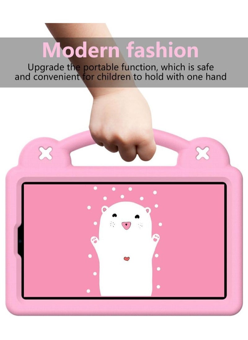 VKL - Kids Case for Xiaomi Redmi Pad SE 4G 8.7 inch 2024, EVA Silicone Shockproof Handle Kids Friendly Cover with Foldable Stand and Detachable Cartoon Doll for Redmi Pad SE 8,7 inch 2024 - Pink - Image 1