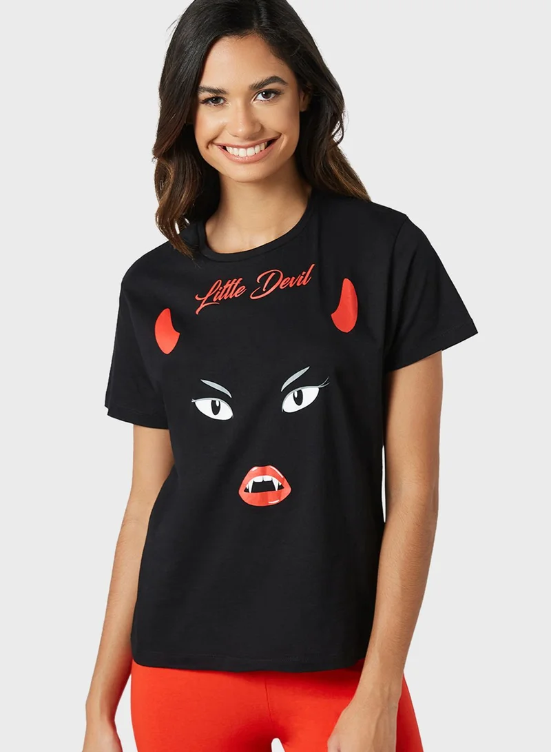 BRAVE SOUL Graphic Print Pyjama Set