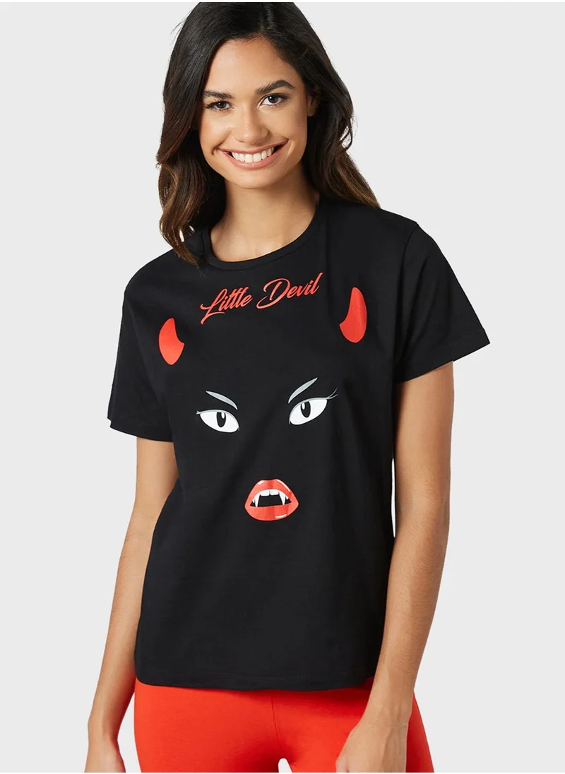 BRAVE SOUL Graphic Print Pyjama Set