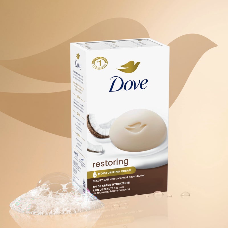 Dove Beauty Bar Soap Restoring Coconut & Cocoa Butter 6 Count for Restored Skin, Nourishes Skin 3.75 oz - Image 3