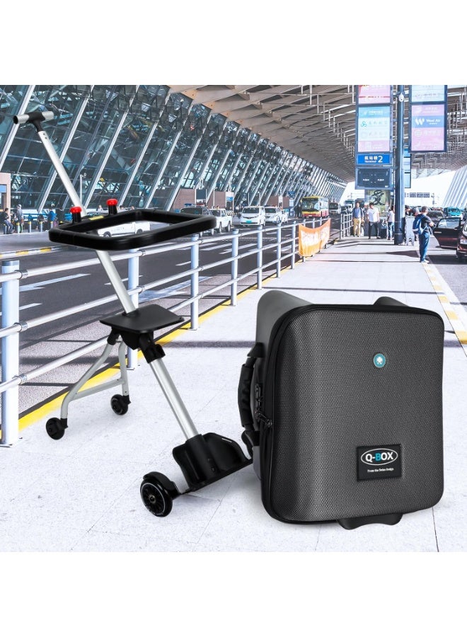 Rolling Luggage Case for Kids, Expandable Carry on Suitcase with Baby Stroller for 1-10 Years Toddler Infant, 20 Inch Children Ride On Trolley Case for Outdoor Travel (Black, With Guardrail) - Image 5