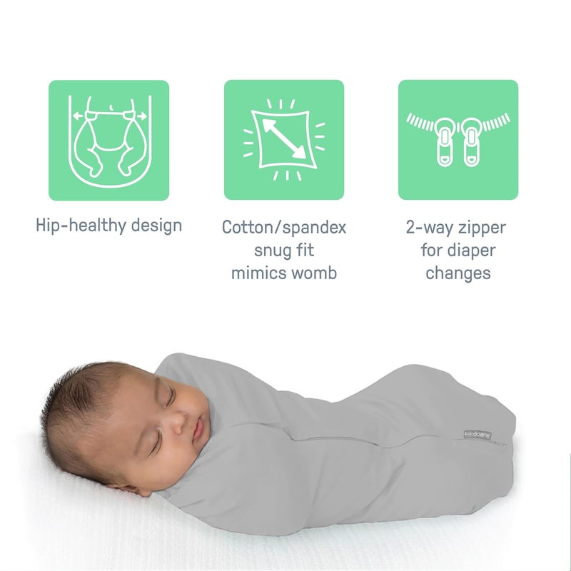 SwaddleMe بود سواتل من إنجينيتي، بسحاب مزدوج لتسهيل تغيير الحفاضات، يحسن النوم ويهدئ رد فعل الفزع، 0-2 أشهر، 1.0 توغ، عبوة من 2 - أحبك - Image 3