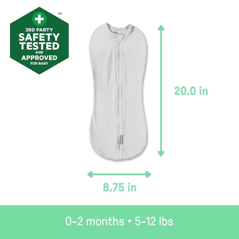 SwaddleMe بود سواتل من إنجينيتي، بسحاب مزدوج لتسهيل تغيير الحفاضات، يحسن النوم ويهدئ رد فعل الفزع، 0-2 أشهر، 1.0 توغ، عبوة من 2 - أحبك - Image 4