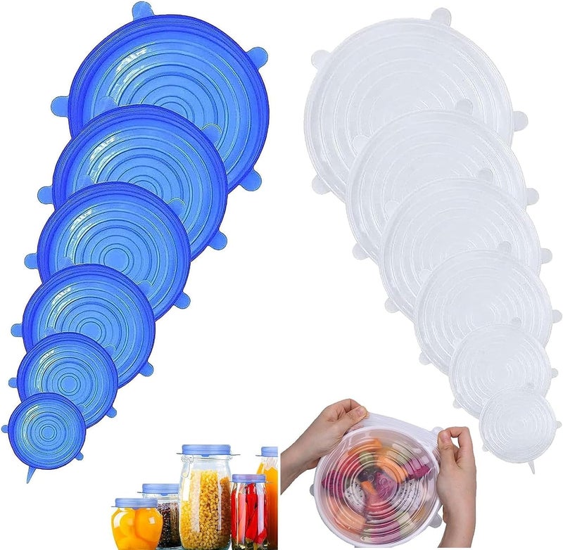 PRAMANTA Kitchen Silicone Stretch Seal Lids Flexible 6 Different Sizes Food Storage Lid Covers for Keep Food Fresh (1Set of 6Pcs) - Image 1