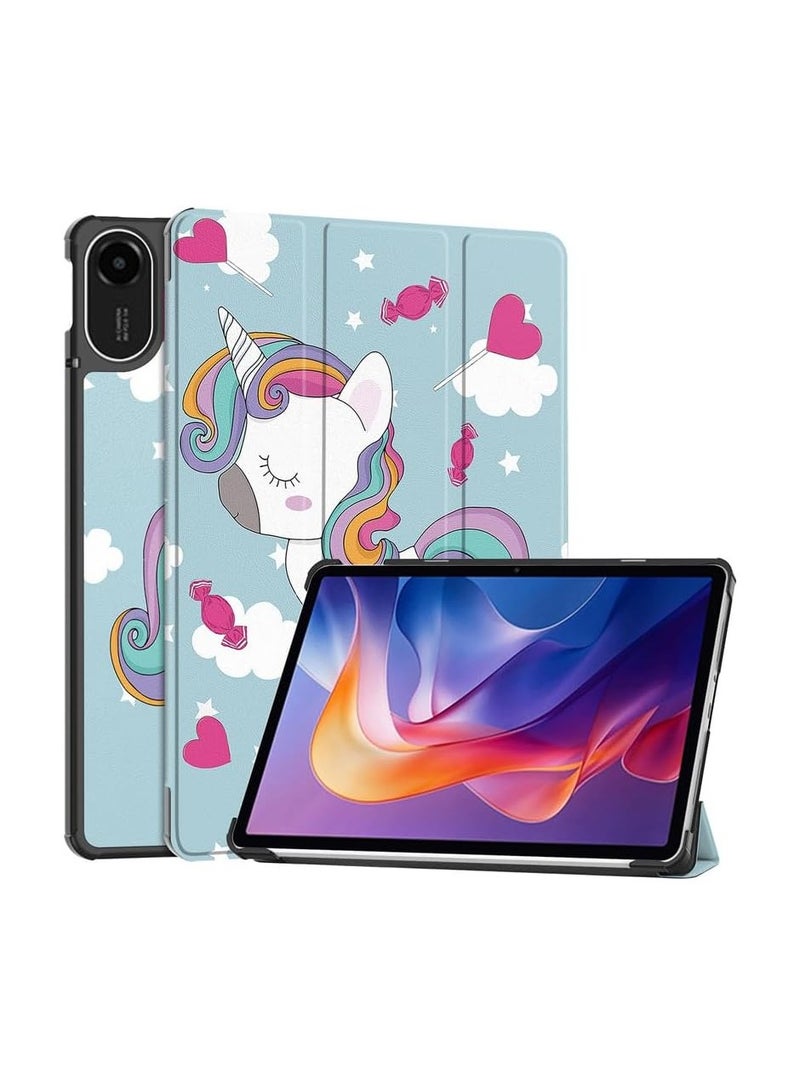 Tablet case for Redmi Pad 2 11 inch 2025, lightweight tri-fold case Folding flap Shockproof protective stand cover with auto wake/sleep function,unicorn design