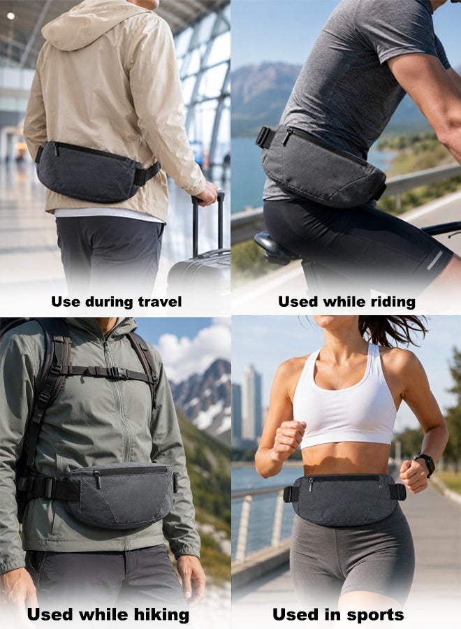 Ammar Space Running Belt Waist Bag, Lightweight Sports Fanny Pack for Men and Women, Water-Resistant Phone Waist Pack with Earphone Hole, Adjustable 65-140cm Belt for Running, Gym, Walking, Travel, Gray - Image 4
