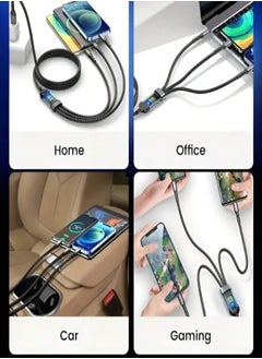 GERLAX 3-in-1 USB Fast Charging Cable support 100W Power Super Fast Charger Cords Universal Phone Charger, Multiple Charger Wire for Cellphone, Tablets and More,Nylon Braided Fast Charger Cable 1.8M  - Image 2