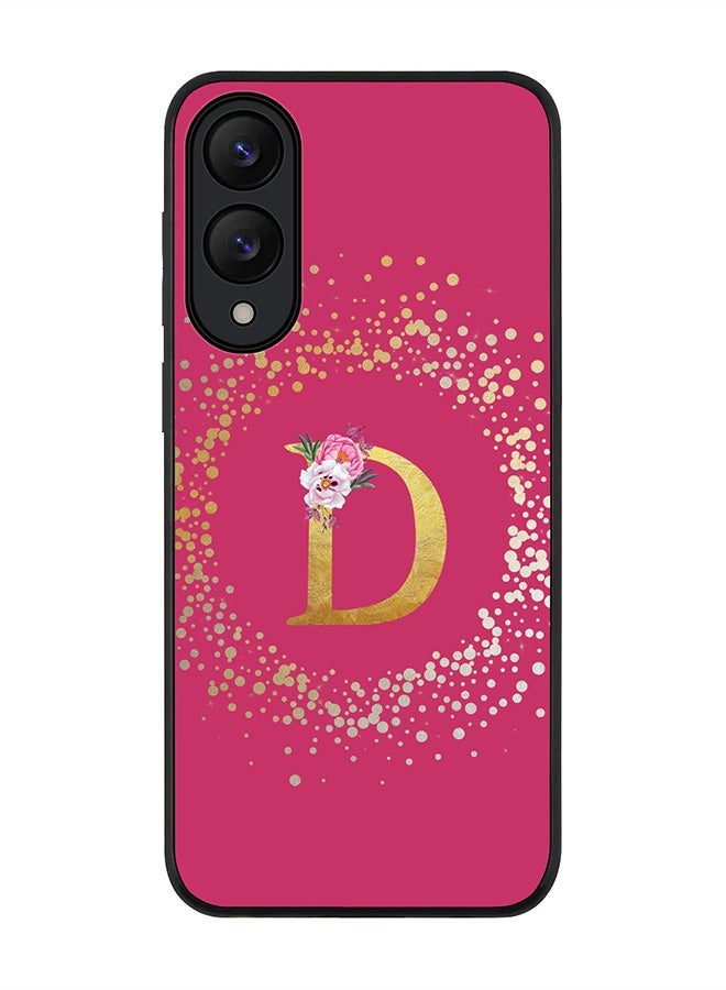 Stylizedd For Samsung Galaxy S25 Edge Case,Slim fit Camera Protection, Shockproof Thin Phone cover  - Custom Monogram Floral - D ( Deep Pink )