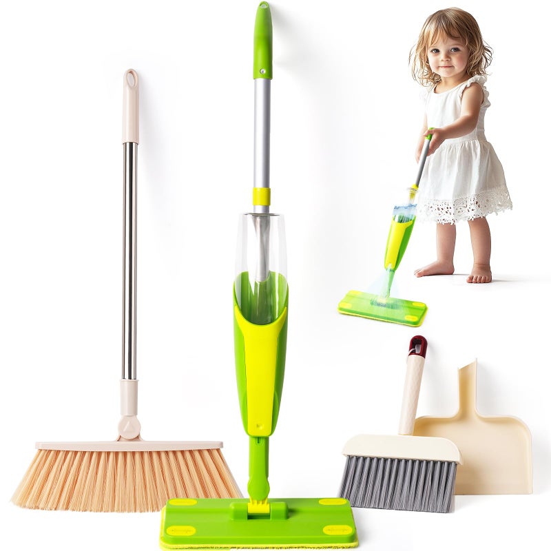Yeeammk Kids Cleaning Toy SetMini Spray Mop Montessori Toys Pretend Play Cleaning Tool for Toddlers with Spray Mop Kids Broom Dustpan Set Cleaning Toys Gift for Toddlers Girls Boys Age 3 - Image 2