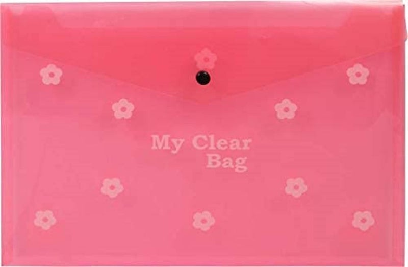 Peeplvalue My Clear Bag Pack of 12 A4 Size Green Colour Floral Design Transparent Plastic Folder, Button Closer File, Document Organizer - Image 5
