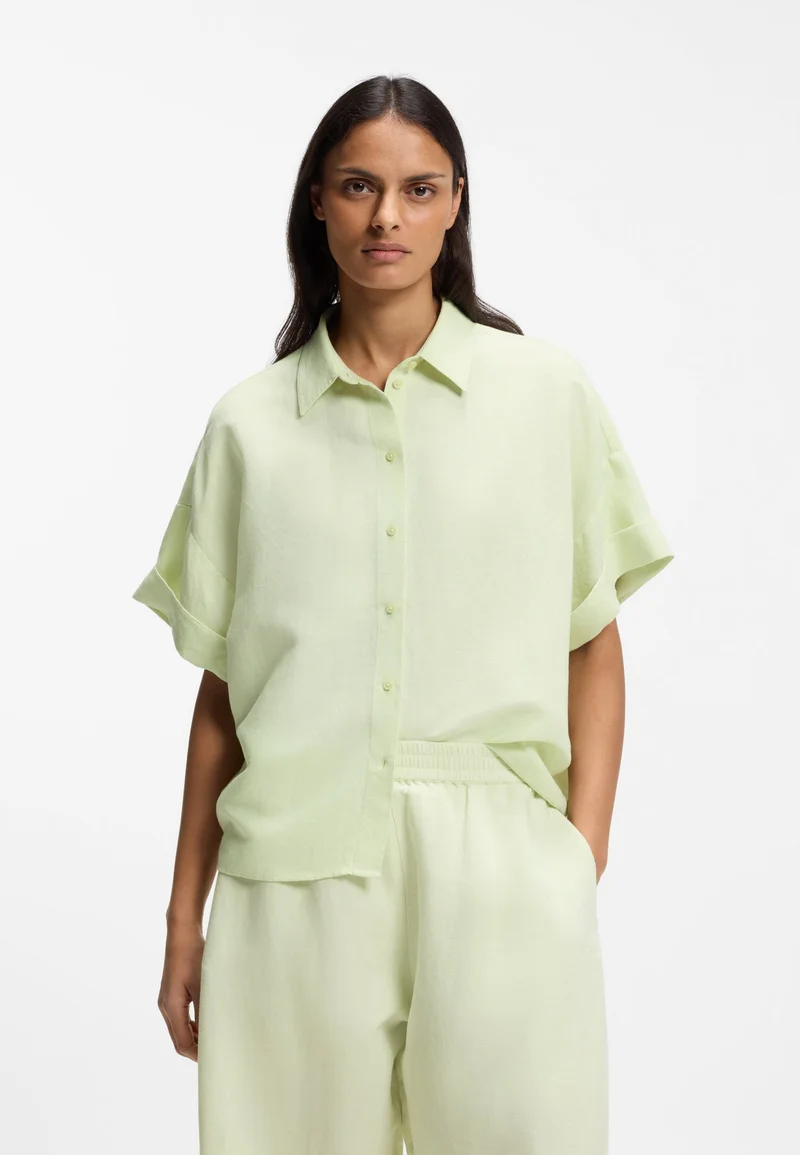 بوس Regular-fit blouse with rolled cuffs