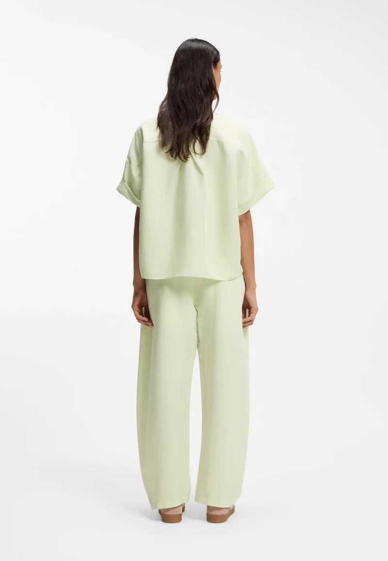 BOSS Regular-fit blouse with rolled cuffs