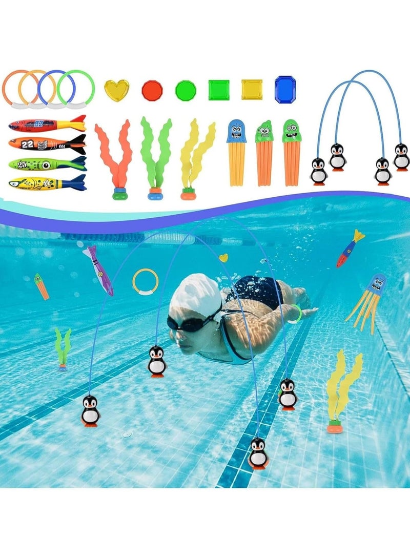 22 Pack Swimming Toys For Kids Diving Toys Set With Diving Rings Underwater Games Fun Activity Pool Training  - Image 1