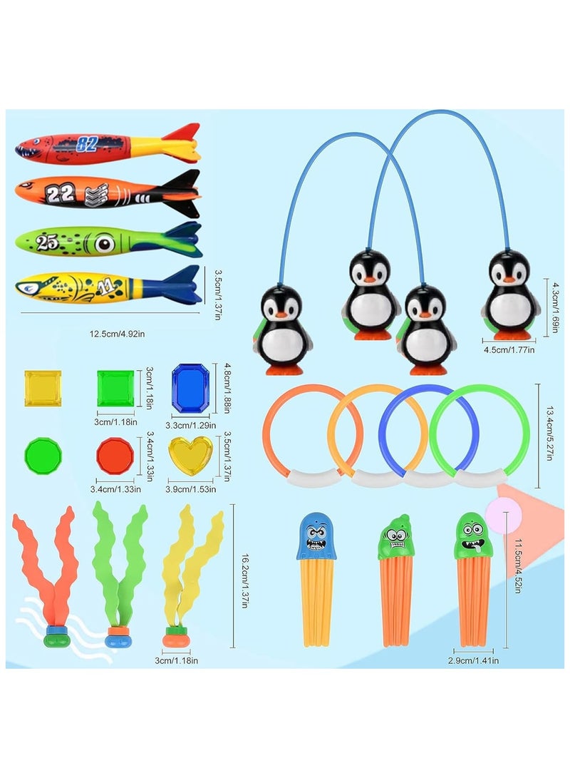 22 Pack Swimming Toys For Kids Diving Toys Set With Diving Rings Underwater Games Fun Activity Pool Training - Image 3