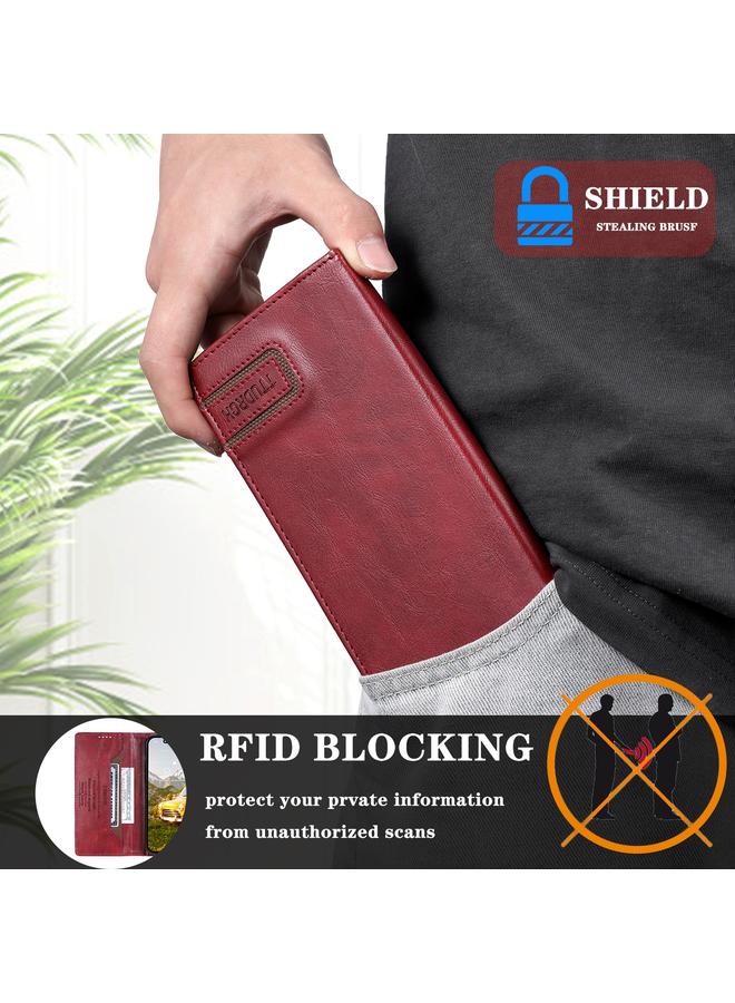 S-TOP Case For Samsung Galaxy S21 FE 5G TTUDRCH RFID Retro Texture Magnetic Leather Phone Case - Image 5