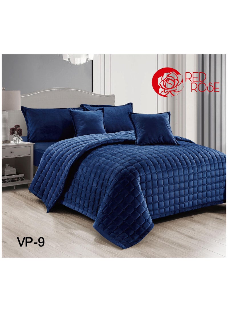 ريد روز طقم لحاف مفرش سرير نفرين مخمل ناعم مضغوط نظام 6 قطع مضغوط مقاس 240x220 - Image 1