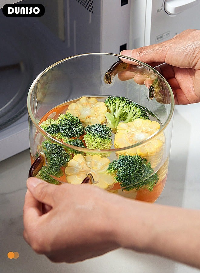 DUNISO وعاء طهي زجاجي، قدر زجاجي مع غطاء مقاوم للحروق، قدر زجاجي مقاوم للحرارة مع مقبض، أواني زجاجية من البورسليكات، مجموعة أواني للطهي على الموقد للمعكرونة، الحساء، الحليب - Image 3