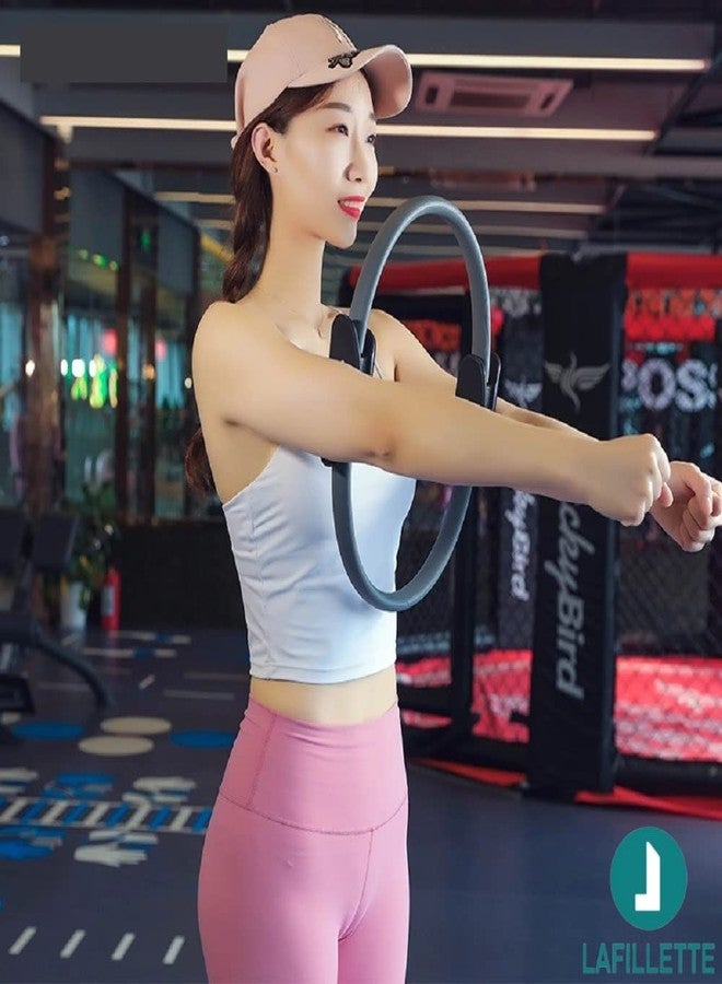 LAFILLETTE Pilates Ring 15" Fitness Circle - Lightweight & Dual Foam Padded Handles | Yoga Ring for Toning Arms, Thighs/Legs & Core, Thigh Workout, Thigh Toner, Inner Thigh Exercise Equipment (Gray) - Image 4
