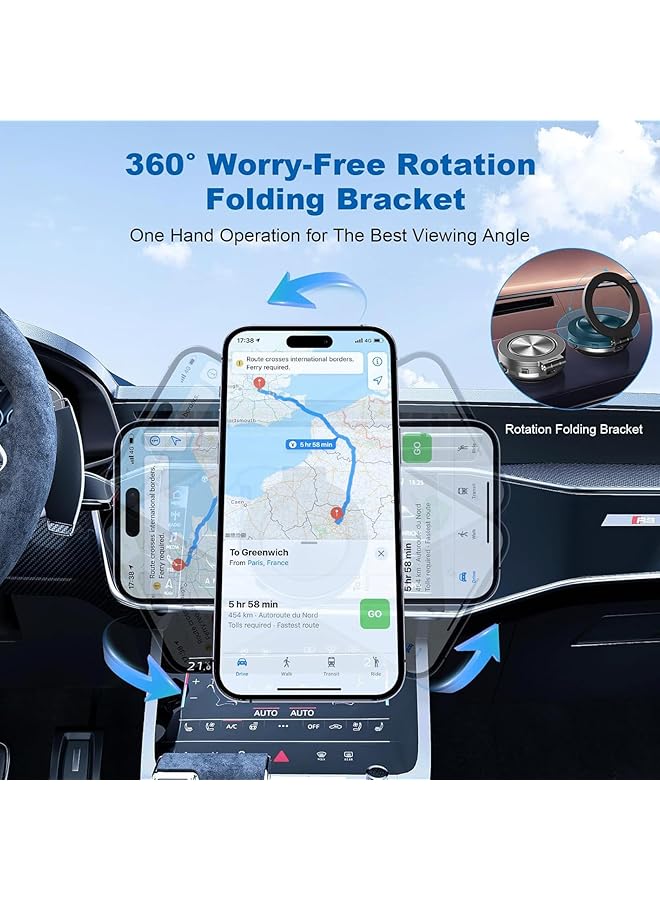 erorex Electric Vacuum Magnetic Car Phone Mount 360° Rotatable Phone Holder Car Phone Holder For All Smartphones Silver  - Image 5