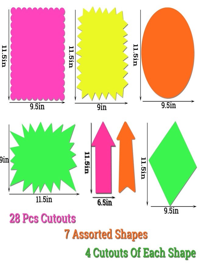 LinQuick Large 9.5x11.5in Neon Poster Board Cutouts,Burst Star Garage Sale Yard Sale Sign,Paper Signs for Science Fair Projects Decoration,School Presentation Supplies - Image 2
