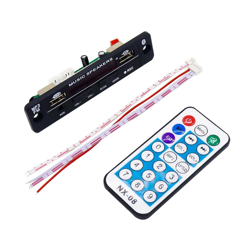 Electronicspices مشغل راديو FM وديكودر بلوتوث MP3 بمدخل USB 5V مع جهاز تحكم عن بعد - عبوة من 1 قطعة - Image 1
