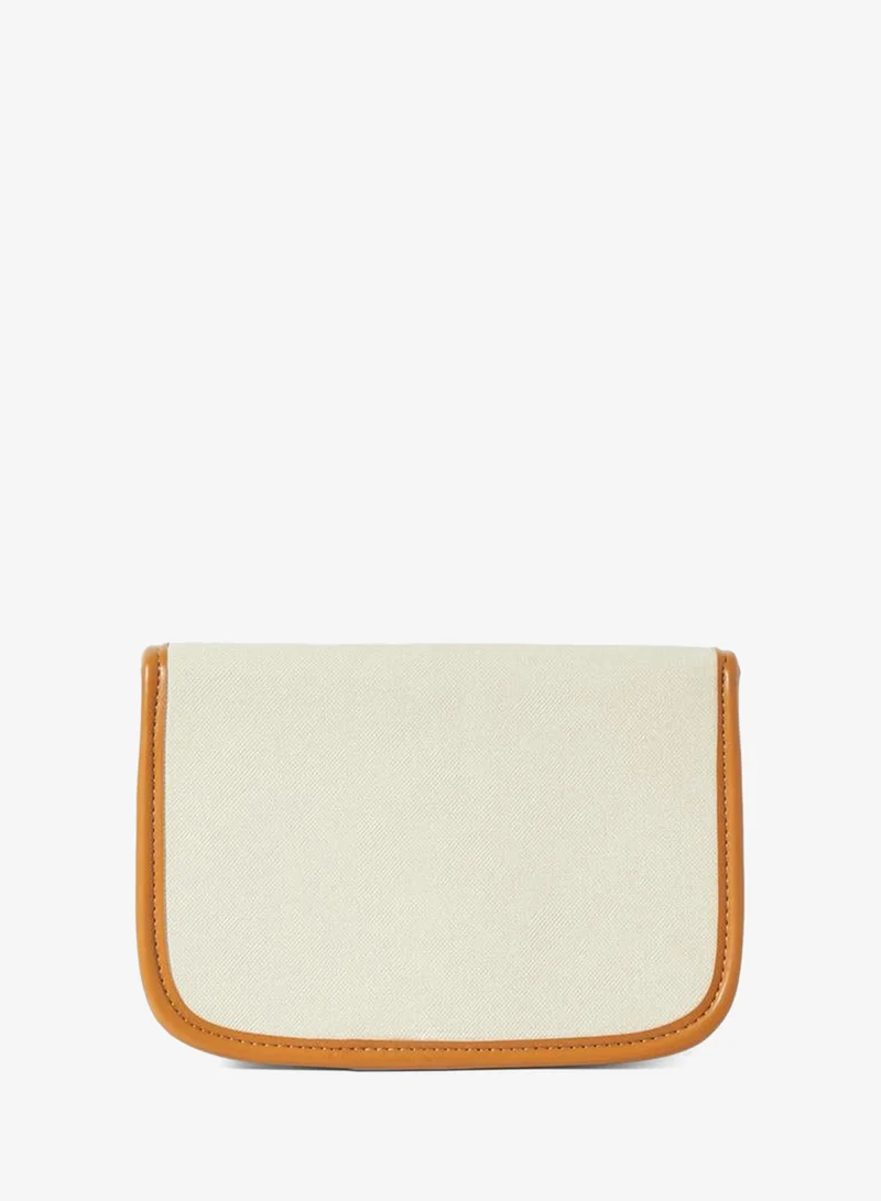 Styli  Cream Contrast Trim Flap Crossbody Bag for Women | Best Price UAE