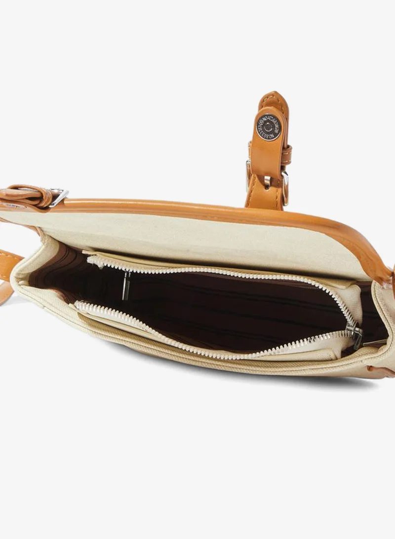 Styli  Cream Contrast Trim Flap Crossbody Bag for Women | Best Price UAE