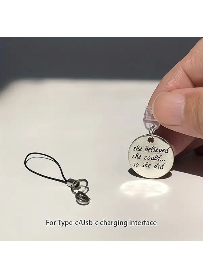 She Believed In Herself So She Did It Motivational Phone Dust Plug For Type C Charging Ports - Image 1