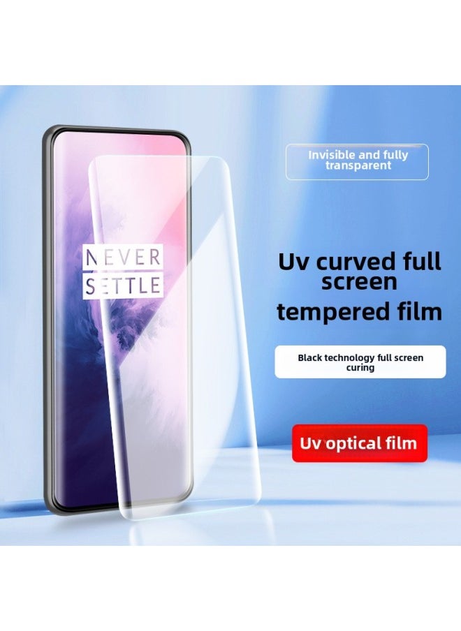 Generic - For One Plus 12 11Pro Curved Surface UV Full Screen 1 10Pro Tempered Film 7Pro One Plus 8 9 Mobile Phone Film Ace3-Colour:[hd Uv Tempered Film] Boxed (including Uv Lamp + Uv Glue)-Size:One Plus 12 - Image 1