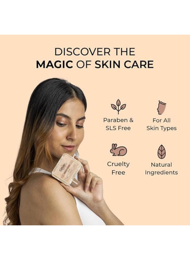 Ghar soaps Magic Soap | Sandalwood & Saffron Bar Soap |  for Face & Body Acne Scars 100gm - Image 3