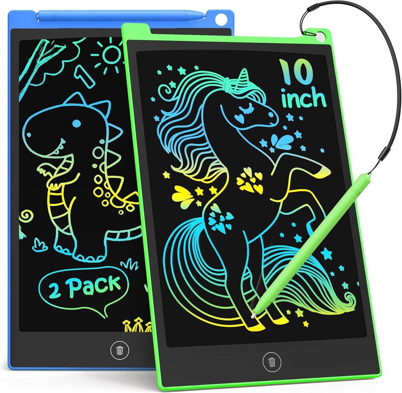 TECJOE 10 Inch 2 Pack LCD Writing Tablet Colorful Doodle Board Drawing Tablet for Kids Kids Travel Learning Toys Christmas Birthday Gifts for 3 4 5 6 7 8 Year Old Boys and Girls Toddlers - Image 2