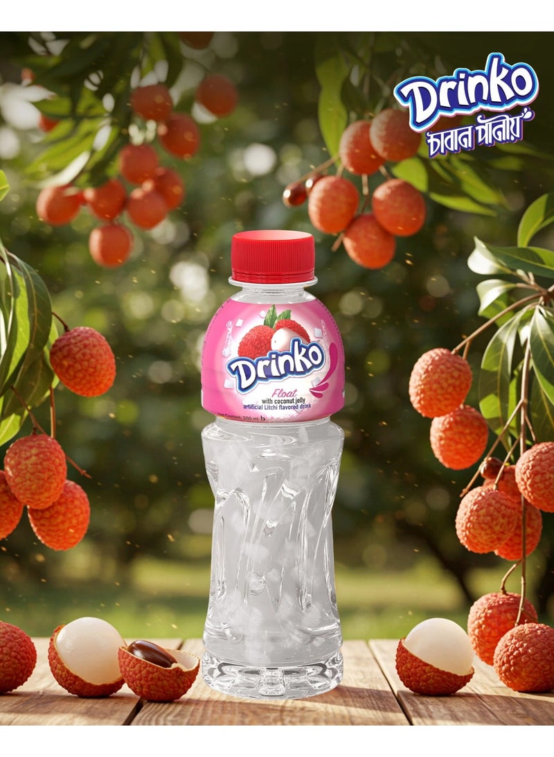 PRAN Drinko Float Litchi Drink 24 × 250ml | Refreshing Carbonated Fruit Beverage Pack - Image 2
