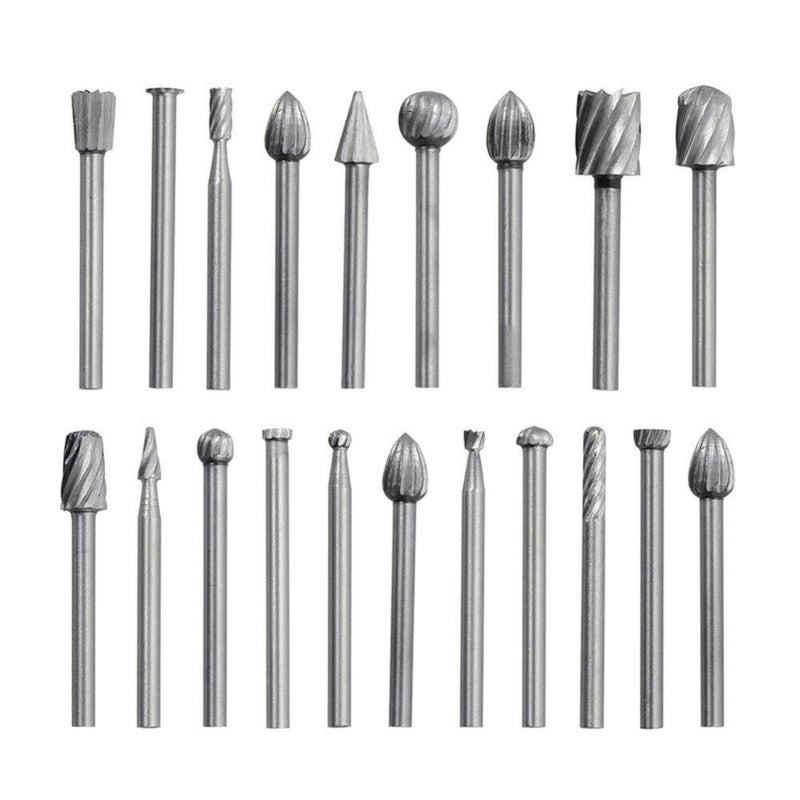 Carbide Burr 20Pcs Wear-Resistant Solid High Speed Steel - Precise Cut Design Grinder Bits for DIY Carving Drilling Wood Glass Die Grinder Rotary Tools - Image 1