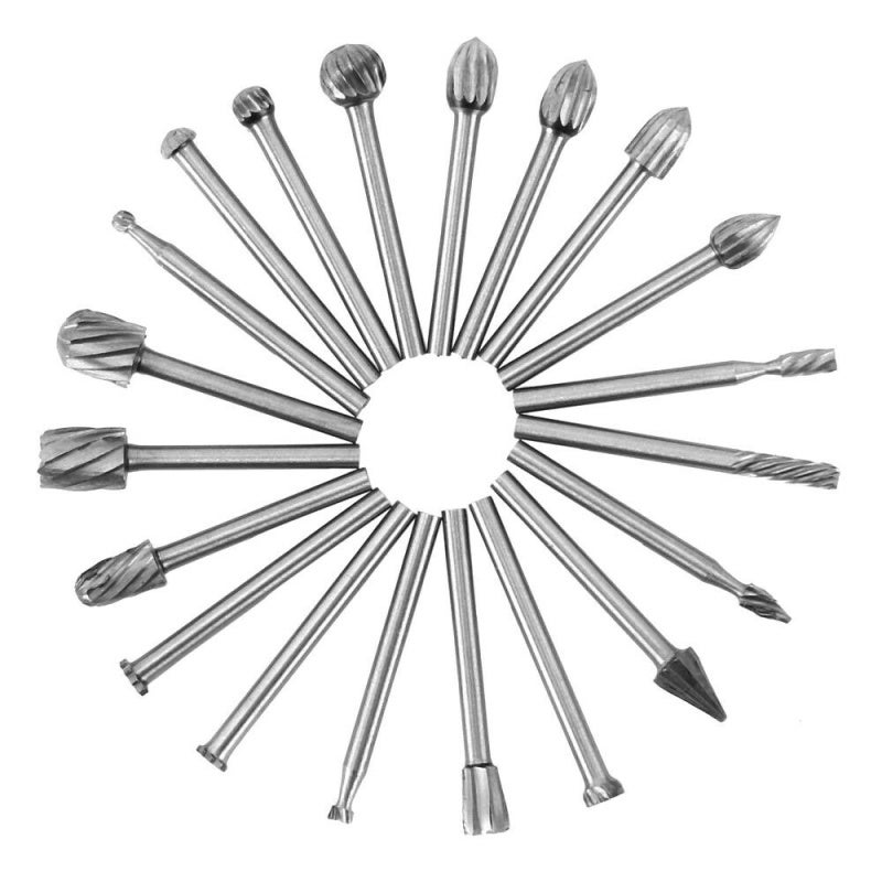 Carbide Burr 20Pcs Wear-Resistant Solid High Speed Steel - Precise Cut Design Grinder Bits for DIY Carving Drilling Wood Glass Die Grinder Rotary Tools - Image 5