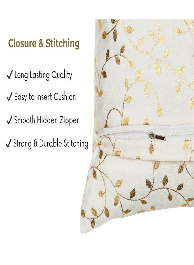 RD TREND Velvet Cushion Covers, 40 x 40 cm/16 x 16 inches, Pack of 2,250 TC, Side Zipper (Cream) - Image 4