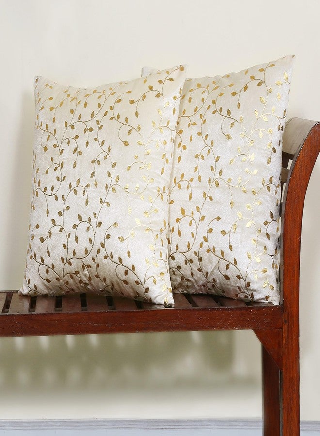 RD TREND Velvet Cushion Covers, 40 x 40 cm/16 x 16 inches, Pack of 2,250 TC, Side Zipper (Cream) - Image 1