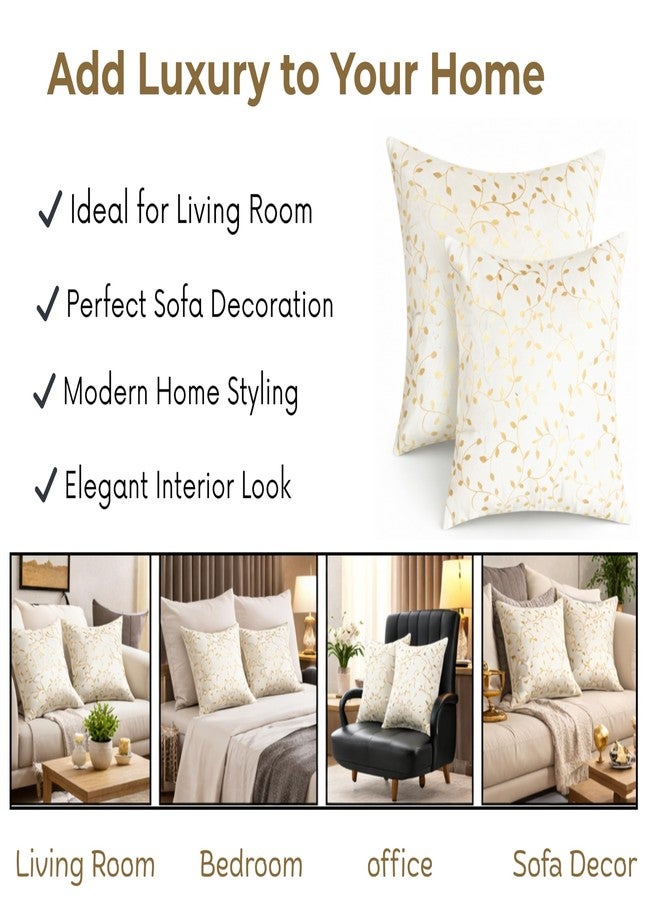 RD TREND Velvet Cushion Covers, 40 x 40 cm/16 x 16 inches, Pack of 2,250 TC, Side Zipper (Cream) - Image 3