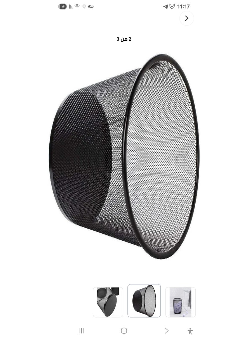 Set of 4 black metal mesh wastebaskets - Image 3