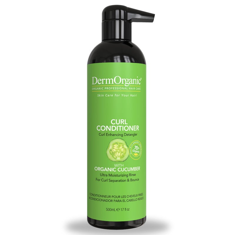 DermOrganic Curl Conditioner - Detangles, Greater Curl Separation and Bounce, Controls Frizz, Adds Shine & Volume, 17 oz - Image 1